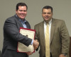 Jeff Beeson, the director of the Center for Professional Studies, (left) and State Senator J.B. Jennings at the final class of the inaugural FastTrac program.