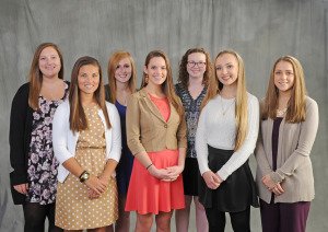 2014-15 Freshmen Patterson Scholars (from left: Donna McAteer, Alexandra Chinn, Taylor Shiley, Christy Schultz, Melanie Lanni, Kyra Detrick, Jaime Moeller. Not pictured: Kylie Siegel.)