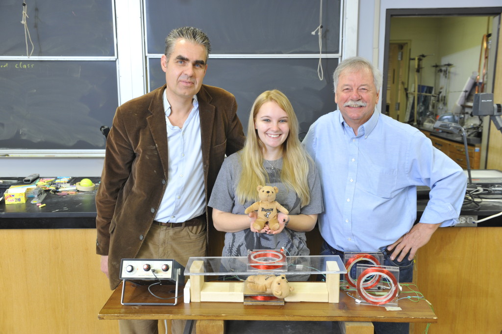 From left: Dr. James Overduin, Dana Molloy and Jim Selway during their demonstration