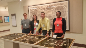 (Left to right) Evan Neuwirth, Erin Kelly, Mike Schoelen, and Amanda Brioche worked with "hotspot" maps at the Library of Congress this summer.