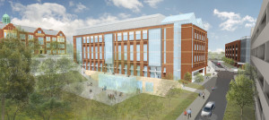 Rendering of the new Fisher College of Science and Mathematics building, as seen from the Glen